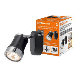 Спот СНС 50 Вт, GU10, 230В, 50 Гц, IP44, Юкка, черный/хром TDM