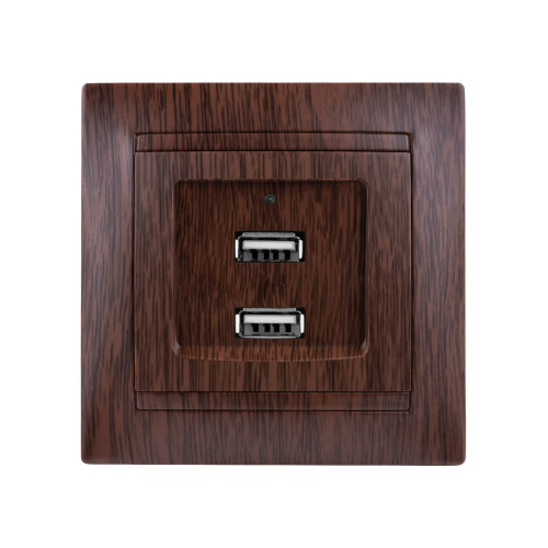 Розетка 2USB порт 2,1А 5В венге 