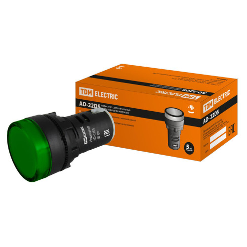 Лампа AD-22DS(LED)матрица d22мм зеленый 36В AC/DC TDM