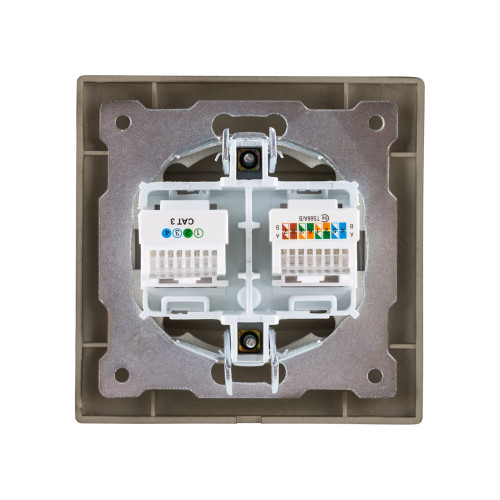 Розетка телефонная RJ11 + компьютерная RJ45 бронза 