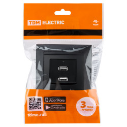 Розетка 2USB порт 2,1А 5В графит