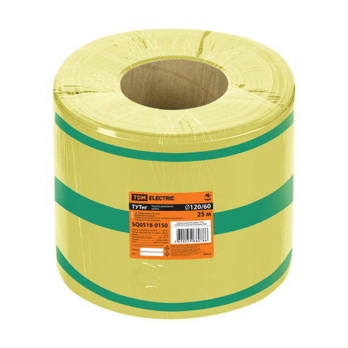 Термоусаживаемая трубка ТУТнг 120/60 желто-зеленая (25 м/ролл) TDM