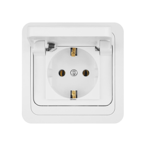 Розетка с крышкой 2П+З 16А IP44 белая 