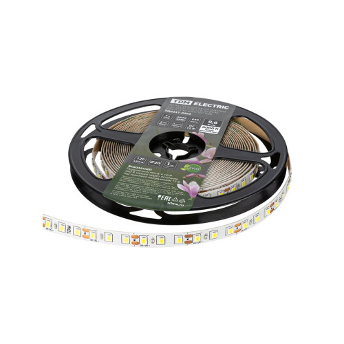 Лента светодиодная SMD2835-120 LED/м-IP20-12 В-9,6 Вт/м-6000 К (5 м) блистер TDM