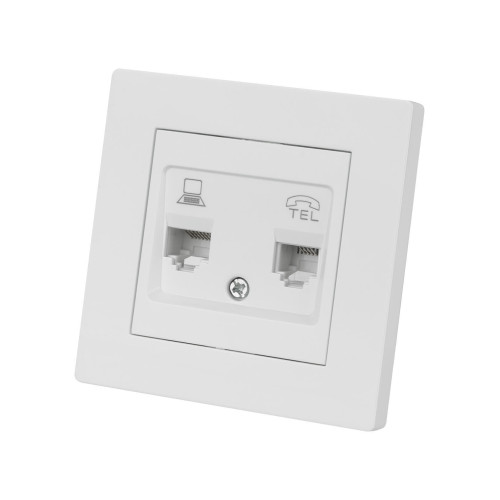 Розетка телефонная RJ11 + компьютерная RJ45 белая 