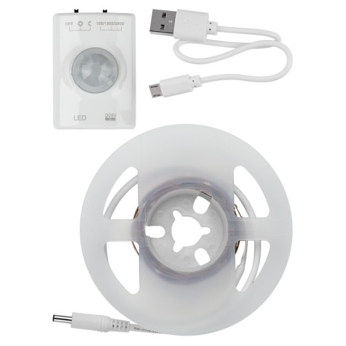 Умная подсветка SMD2835-30LED/m-IP20-5В-2,4Вт-6000К(1 м),датчик движ.и освещ.,акк. Li-Ion1100мАч TDM