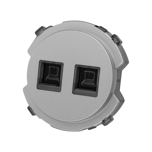 Розетка компьютерная двойная RJ45 платина, 