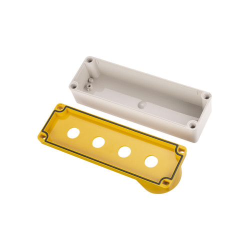 Корпус КП104 c козырьком для кнопок, 4 места, ABS желтый, IP66 TDM
