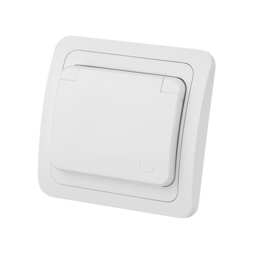 Розетка с крышкой 2П+З 16А IP44 белая 