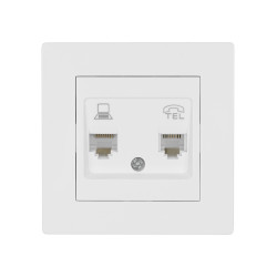 Розетка телефонная RJ11 + компьютерная RJ45 белая