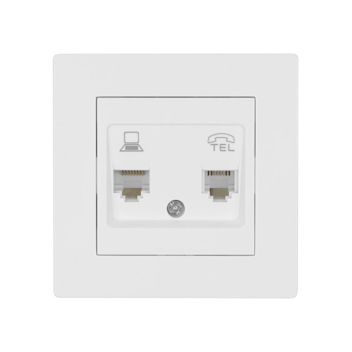 Розетка телефонная RJ11 + компьютерная RJ45 белая 