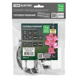Комплект светодиодной ленты SMD2835-60 LED/м-12 В-4,8 Вт/м-IP65-3000 К (1 м), 6 Вт TDM
