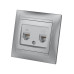 Розетка телефонная RJ11 + компьютерная RJ45 серебр. металлик 