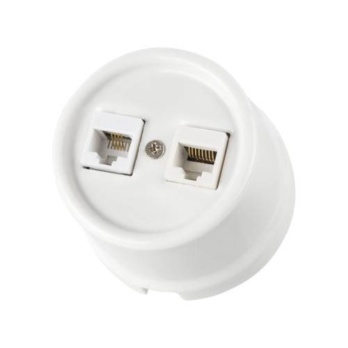 Розетка телефонная RJ11 + компьютерная RJ45 белая «Болонь» TDM