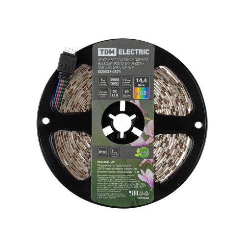 Лента светодиодная SMD5050-60 LED/м-IP20-12 В-14,4 Вт/м-RGB (5 м) блистер TDM