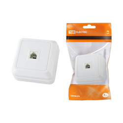 Розетка TФ (RJ-11) открытой установки IP20, белая