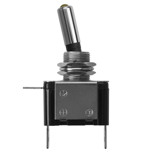 Выключатель-тумблер ASW-07D 1P 12В AC/DC 25А (3c) ON-OFF с фиксацией с желтой LED подсветкой TDM