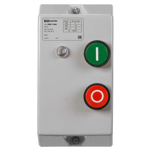 Контактор КМН11860 18А в оболочке с индикатором Ue=220В/АС3 IP54 TDM