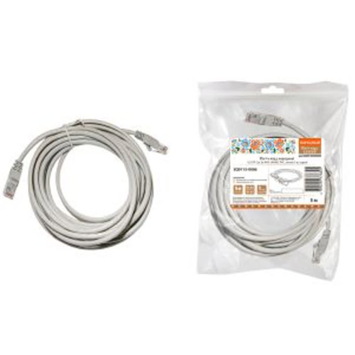 Патч-корд народный U/UTP Cat 5e 4PR 24AWG PVC, литой 5 м, серый