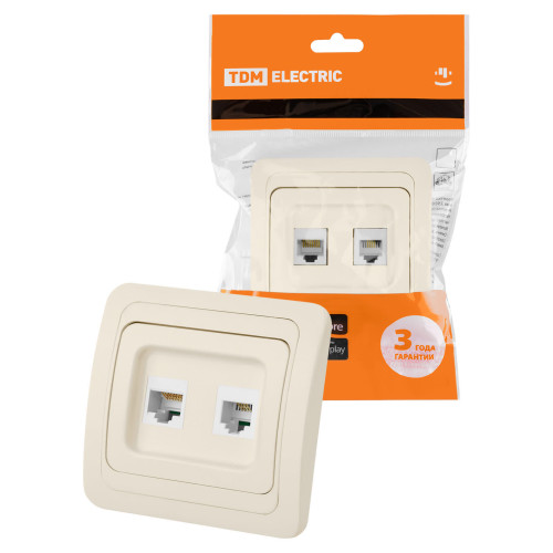 Розетка компьютерная RJ-45 + TФ (RJ-11) сл. кость 