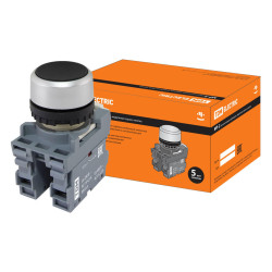 Кнопка с фиксацией MP2-20B в сборе d22мм 1з+1р черная TDM