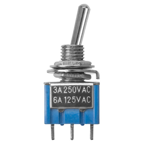 Переключатель-тумблер MTS-203-A2 Micro 2P 250В AC/DC 3А (6c) ON-OFF-ON с фиксацией TDM