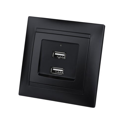 Розетка 2USB порт 2,1А 5В графит 