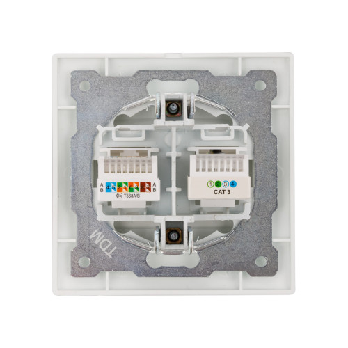 Розетка телефонная RJ11 + компьютерная RJ45 перламутр 