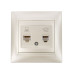 Розетка телефонная RJ11 + компьютерная RJ45 перламутр 