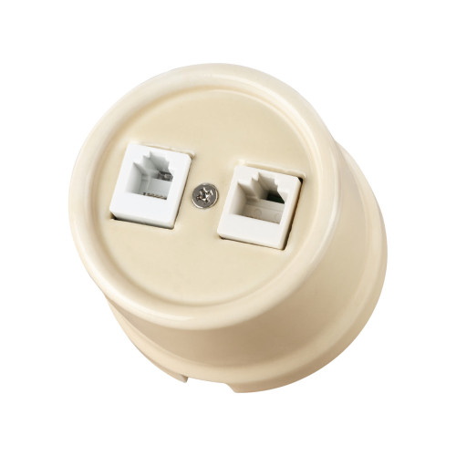 Розетка телефонная RJ11 + компьютерная RJ45 сл. кость «Болонь» TDM