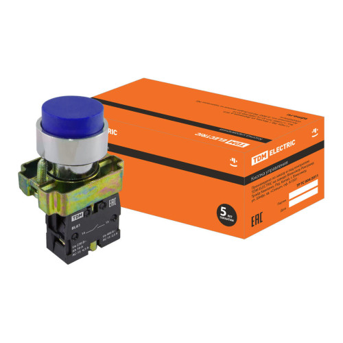 Кнопка SB2-BL61 с возвратом, 1НО, d22 мм, синяя, IP40 TDM
