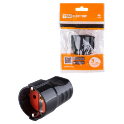 Кабельная розетка рифленая 2П+З 16А 250B черная TDM