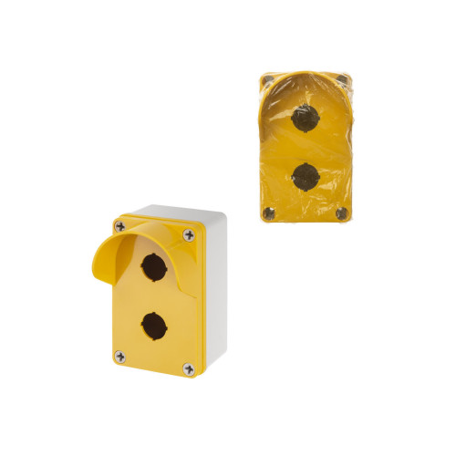 Корпус КП102 c козырьком для кнопок, 2 места, ABS желтый, IP66 TDM