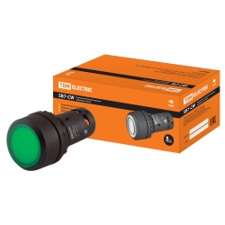 Кнопка SB7-CWL3365 с фиксацией, 1НО+1НЗ, d22 мм, с подсветкой 24 В LED, зеленая, IP54 TDM