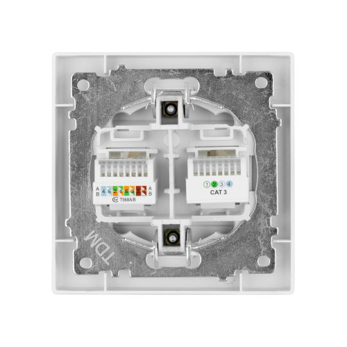 Розетка телефонная RJ11 + компьютерная RJ45 серебр. металлик 
