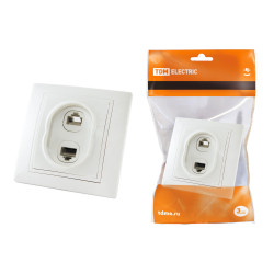 Розетка телефонная RJ11 + компьютерная RJ45 белая