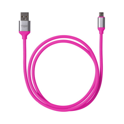 Дата-кабель, ДК 19, USB - micro USB, 1 м, силиконовая оплетка, розовый, TDM