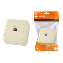Розетка TФ (RJ-11) открытой установки IP20, сл. кость