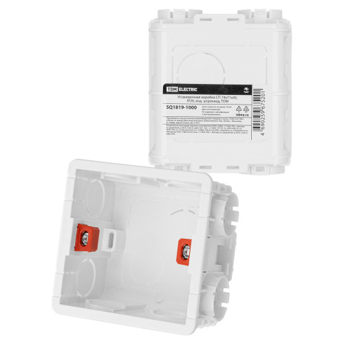 Установочная коробка СП 86х86х50, IP20, инд. штрихкод, TDM.