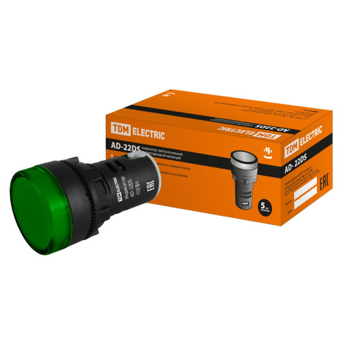 Лампа AD-22DS(LED)матрица d22мм зеленый 110В AC/DC TDM