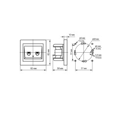 Розетка телефонная RJ11 + компьютерная RJ45 черная 