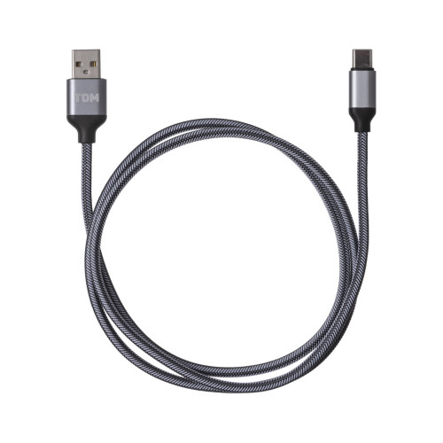 Дата-кабель, ДК 11, USB - USB Type-C, 1 м, тканевая оплетка, серый, TDM