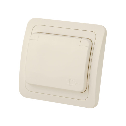 Розетка с крышкой 2П+З 16А IP44 сл. кость 