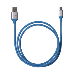 Дата-кабель, ДК 16, USB - micro USB, 1 м, силиконовая оплетка, голубой, TDM