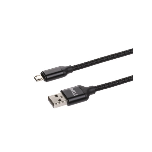 Дата-кабель, ДК 7, USB - micro USB, 1 м, тканевая оплетка, черный, TDM