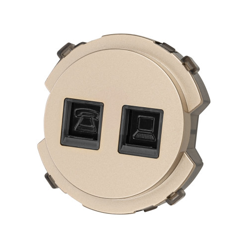 Розетка телефонная RJ11 + компьютерная RJ45 шампань, 