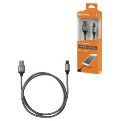 Дата-кабель, ДК 11, USB - USB Type-C, 1 м, тканевая оплетка, серый, TDM