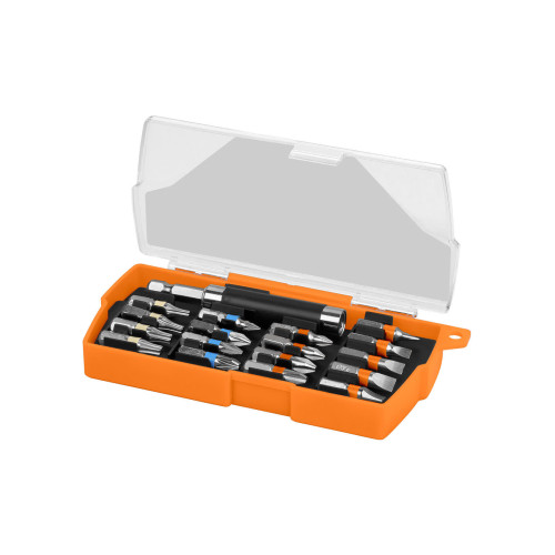 Набор бит №3,  17 бит: SL, PH, PZ, HEX, TORX, удлинитель, сталь CR-V, пластиковом держателе, «Алмаз»