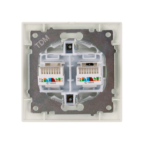 Розетка компьютерная двойная RJ45 перламутр 