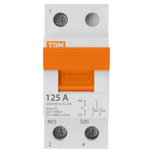 Модульный переключатель трехпозиционный МП-125 1P 125А TDM